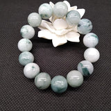 Burma Jadeite Beaded Bracelet Lucky Men Women Beads 14mm