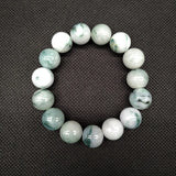 Burma Jadeite Beaded Bracelet Lucky Men Women Beads 14mm