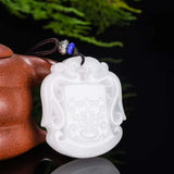 Natural Jade Double Dragon Sweater Necklace With Chain