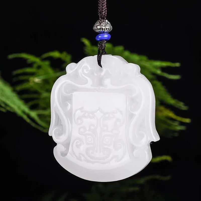Natural Jade Double Dragon Sweater Necklace With Chain
