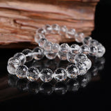 Natural Clear Crystal Beaded Bracelet with Diamond Section