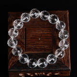 Natural Clear Crystal Beaded Bracelet with Diamond Section