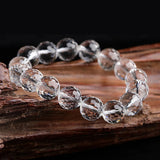 Natural Clear Crystal Beaded Bracelet with Diamond Section