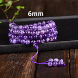 Purple Crystal Beaded Bracelet for Women - Gemstone Healing Jewelry