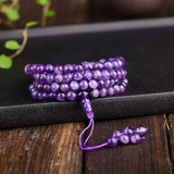 Purple Crystal Beaded Bracelet for Women - Gemstone Healing Jewelry