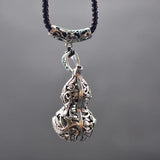 Thai Silver Necklace Pendant Vintage Gourd Hollowed Pendant Women's Jewelry