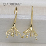 DIY Silver 925 Ear Hook Drop Earrings Women Baroque/Round Large Long Jewelry