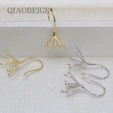 DIY Silver 925 Ear Hook Drop Earrings Women Baroque/Round Large Long Jewelry