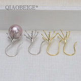 DIY Silver 925 Ear Hook Drop Earrings Women Baroque/Round Large Long Jewelry