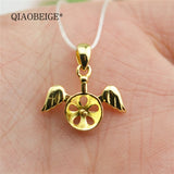 925 Silver Necklace Pendant Setting Angel Pearl Tray Blank Jewelry Finding