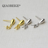 925 Silver Drop Shape Earrings for 6-12 mm Pearl, DIY Accessories