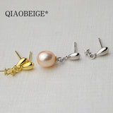 925 Silver Drop Shape Earrings for 6-12 mm Pearl, DIY Accessories