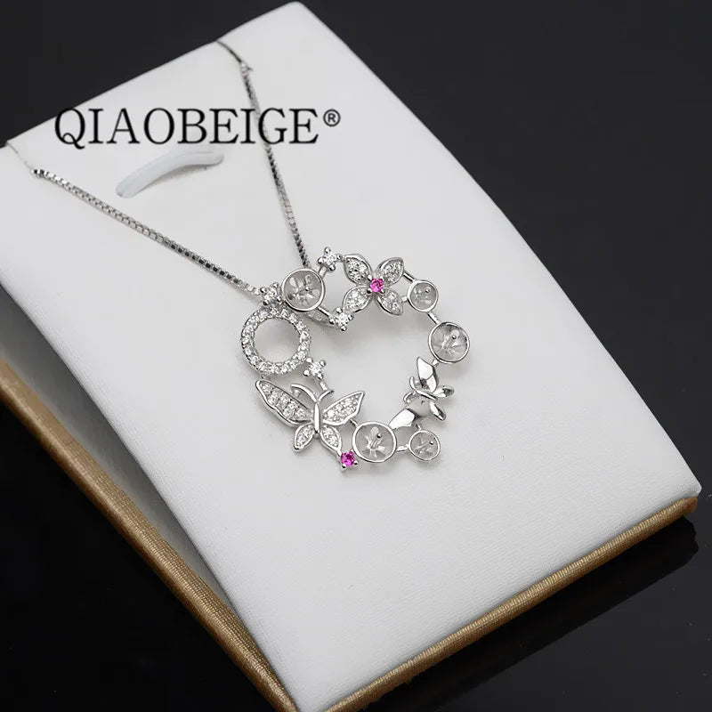 Sterling Silver Mother of Pearl Pendant Mounting with Five Pearls