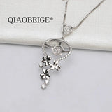 925 Silver Flower Pendant Mount for 9-10mm Pearl