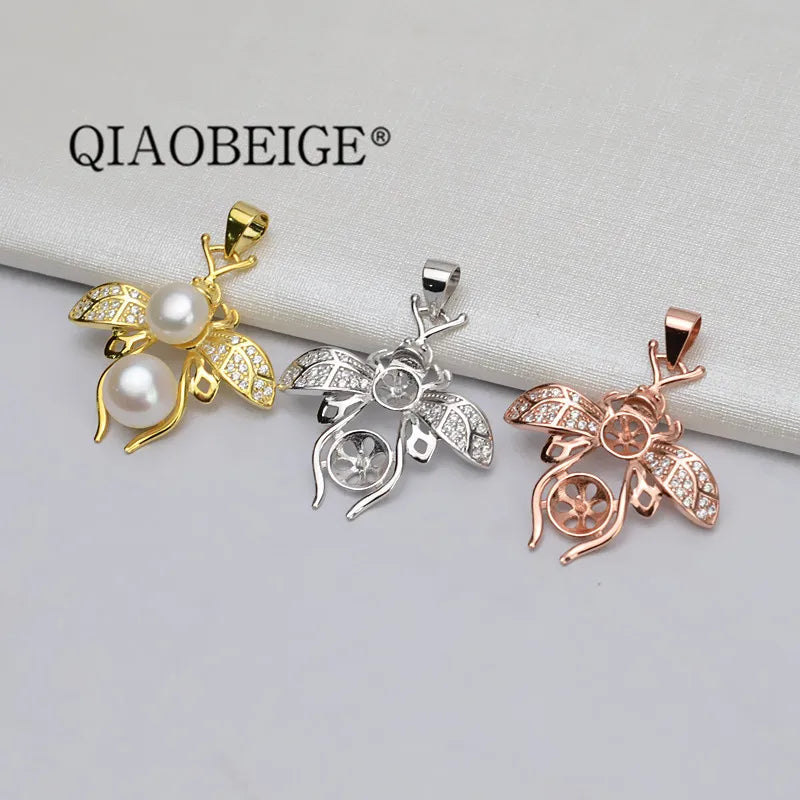 Bulk Bee Necklace Pearl Pendant 925 Sterling Silver Jewelry