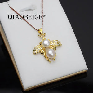 Bulk Bee Necklace Pearl Pendant 925 Sterling Silver Jewelry