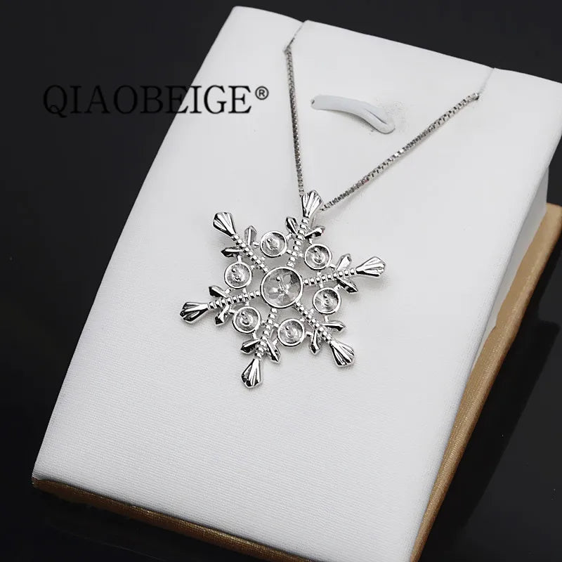 DIY Silver 925 Snow Pendant for 6-7mm Pearl