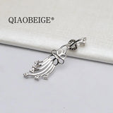 DIY 925 Silver Pearl Pendant for 11-13mm Round Pearls, Women's Gift