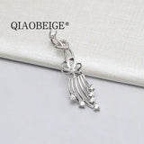 DIY 925 Silver Pearl Pendant for 11-13mm Round Pearls, Women's Gift