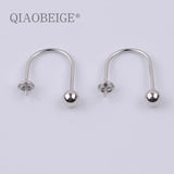 925 Sterling U-Shaped Ear Studs Pearl Components DIY Jewelry Making
