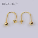 925 Sterling U-Shaped Ear Studs Pearl Components DIY Jewelry Making