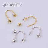 925 Sterling U-Shaped Ear Studs Pearl Components DIY Jewelry Making