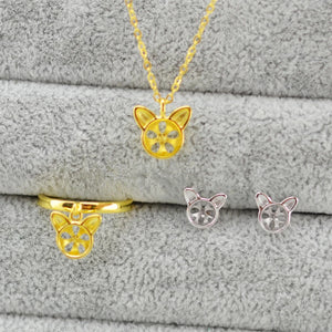 Mini Cat Ear Pendant Necklace Inlaid Natural Stone Pearl Lady Women Bijoux 3120