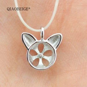 Mini Cat Ear Pendant Necklace Inlaid Natural Stone Pearl Lady Women Bijoux 3120