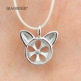 Mini Cat Ear Pendant Necklace Inlaid Natural Stone Pearl Lady Women Bijoux 3120