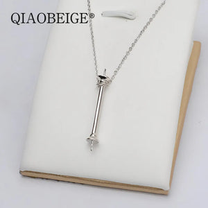 925 Silver Pearl Necklace with Pendant Mountings