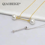 925 Silver Pearl Necklace with Pendant Mountings