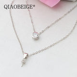 Zircon Pendant 925 Silver Necklace for Women Lady Wedding