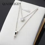 Zircon Pendant 925 Silver Necklace for Women Lady Wedding