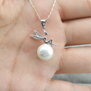925 Silver Pearl Pendant Little Angel Jewelry Accessory