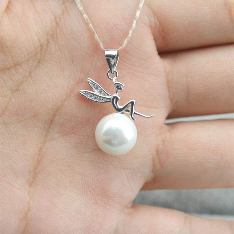925 Silver Pearl Pendant Little Angel Jewelry Accessory