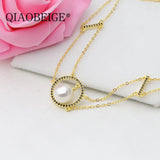 925 Sterling Silver Round Pendant Necklace Woman Charm Jewelry
