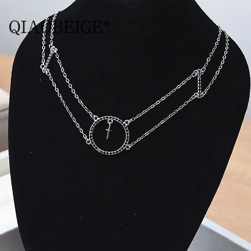 925 Sterling Silver Round Pendant Necklace Woman Charm Jewelry