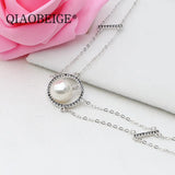 925 Sterling Silver Round Pendant Necklace Woman Charm Jewelry