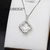 925 Silver Pendant Necklace Blank Tray for 9-10mm Gemstone, Pin Included