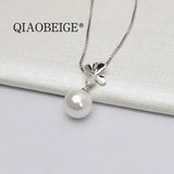 Women's CZ Pearl Pendant Necklace DIY 925 Silver