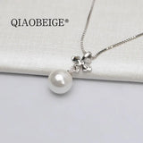 Women's CZ Pearl Pendant Necklace DIY 925 Silver