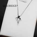 Women's CZ Pearl Pendant Necklace DIY 925 Silver