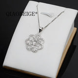 Flower Pendant 925 Sterling Silver Zircon DIY Pearl Semi Mount