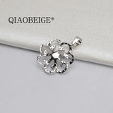 Flower Pendant 925 Sterling Silver Zircon DIY Pearl Semi Mount