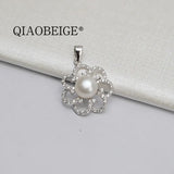 Flower Pendant 925 Sterling Silver Zircon DIY Pearl Semi Mount