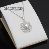Flower Pendant 925 Sterling Silver Zircon DIY Pearl Semi Mount