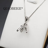 Baroque Rice Pearl Pendant Necklace with Sterling Silver Charms