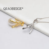Baroque Rice Pearl Pendant Necklace with Sterling Silver Charms