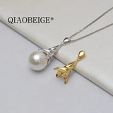 925 Sterling Silver Cultured Pearl Pendant Setting Necklace Mount 9-11mm Rice