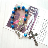 Catholic Cross Glass Rosary Bracelet for Men & Women